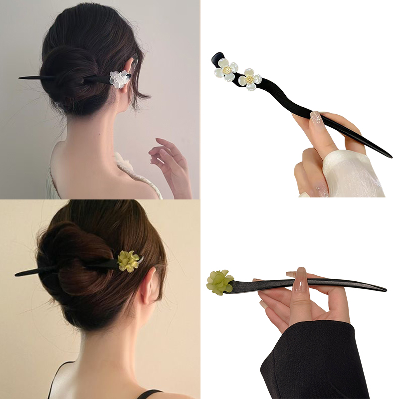 Vintage Fashion Online - Vintage Çin Tarzı Ahşap Çiçek Saç