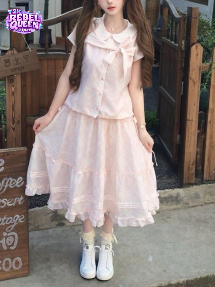 Vintage Fashion Jersey - Japon Vintage Tatlı Fiyonklu Peter Pan
